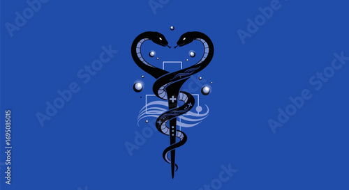 Caduceus Medical Symbol: Two Intertwined Snakes.