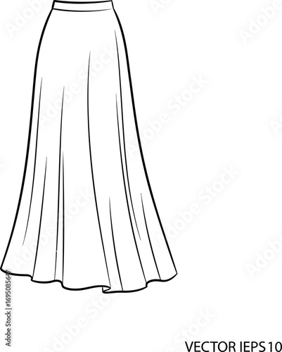 Elegant maxi skirt illustration creating a streamlined silhouette in a timeless fashion style