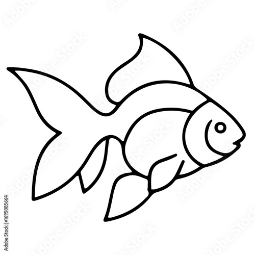 gold fish line vector illustration svg 