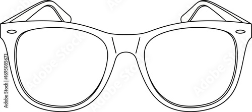 Stylish sunglasses outline, showcasing an iconic frame silhouette, perfect for design accents and