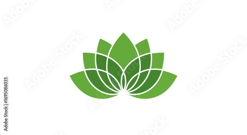 Green Lotus Flower Logo Design.