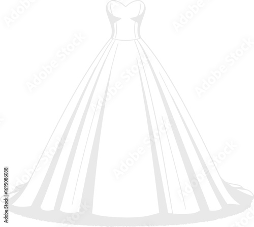 Elegant wedding dress illustration, symbolizing commitment, future, and union of love in marriage