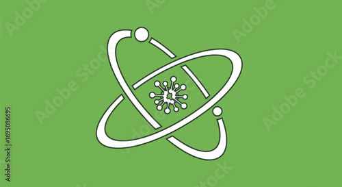 Stylized Atom with Central Microchip Icon.