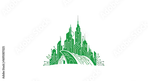 Emerald City Circuit Board Illustration.