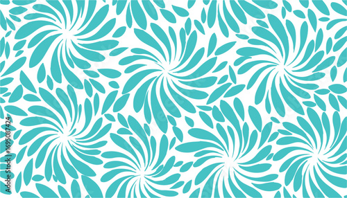 Teal abstract floral petal pattern on white background vector graphic