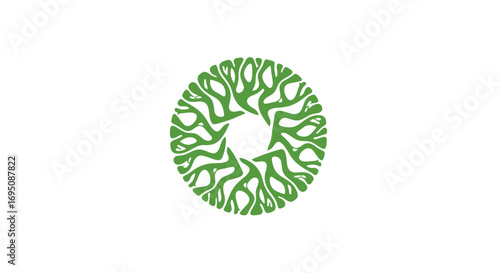 Green Organic Circular Pattern Abstract Design.
