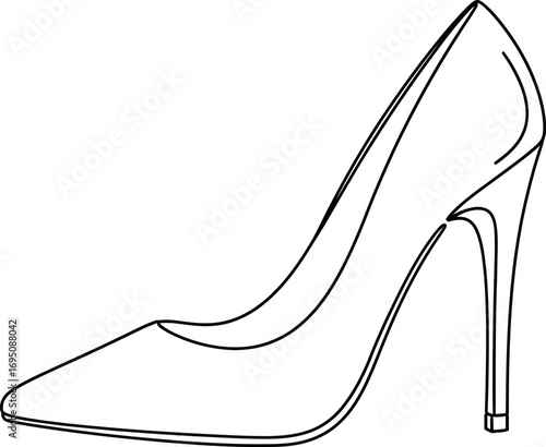Elegant high heel shoe sketch on white background illustrating fashion and style