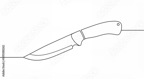 Line drawing of a hunting knife isolated on white background