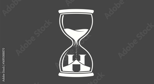 Hourglass with House Icon: Time and Home Concept.