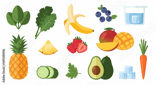 Cute veggies stages of growth strawberries carrots turnips pumpkins garden farm produce illustration