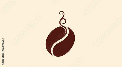 Stylized Coffee Bean with Steam.