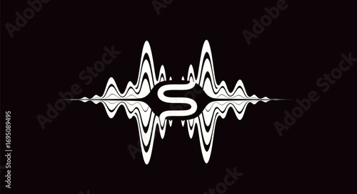 Abstract Sound Wave Graphic with Central Stylized S.