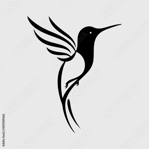 Hummingbird Silhouette Flat Wildlife Simple Icon Set, Hummingbird Abstract Vector Graphic Art Design