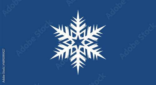 Intricate Snowflake Design on Blue Background.