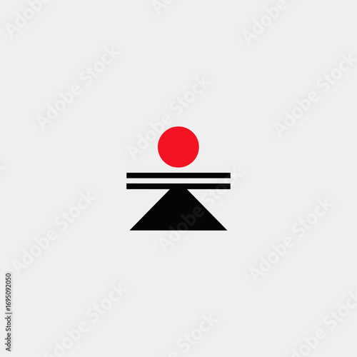 Mount fuji with choptstick icon logo flat vector design