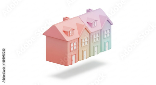 Pastel houses real estate property home ownership residential building architecture design and construction concept
