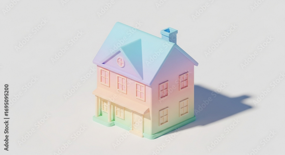 Fototapeta premium Pastel dream house illustration for real estate and home design with soft colors and modern architecture