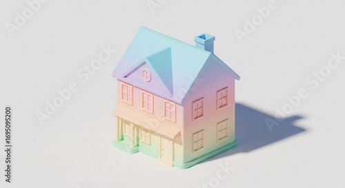 Pastel dream house illustration for real estate and home design with soft colors and modern architecture