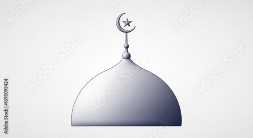 Islamic mosque dome vector illustration with crescent moon and star for ramadan kareem design vector art