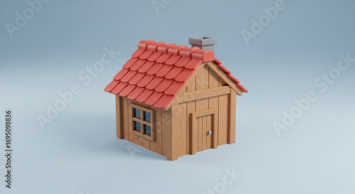 Small wooden house with red tiled roof, a charming miniature dwelling for a cozy and simple life