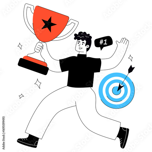 A flat design illustration of business award