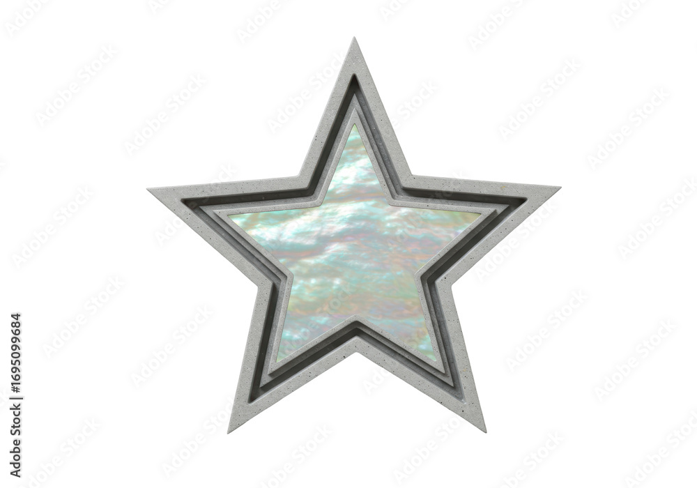 Obraz premium Isolated Iridescent Star Shaped Decorative Element, Decorative Motif, Artistic Detail, Isolated
