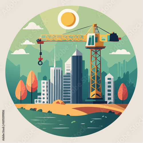 Illustration vectorielle circulaire de construction urbaine