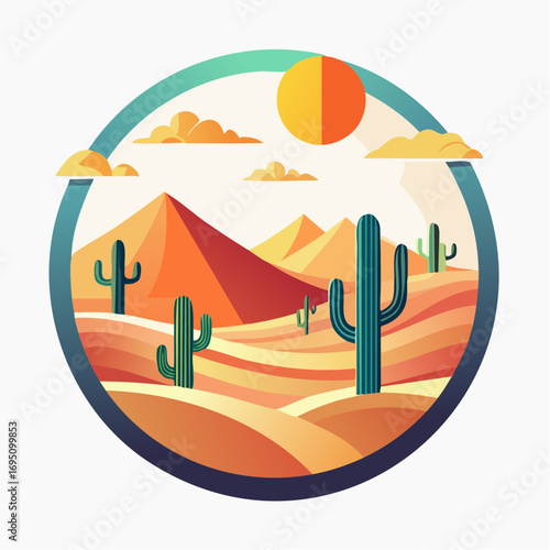 Illustration vectorielle circulaire de désert stylisé
