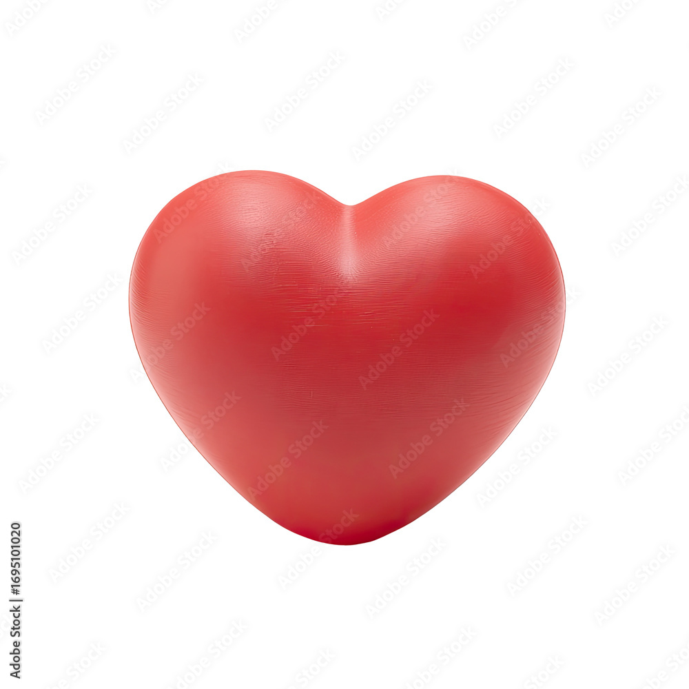 Fototapeta premium Red heart shape, smooth surface, 3D, isolated