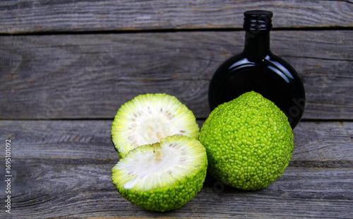 Adam's apple fruit on a wooden background