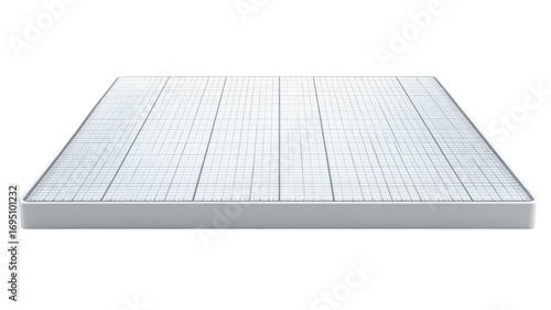 Square, light gray filter panel with grid