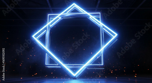 Neon square frame isolated on, a futuristic and glowing design element with a modern and technological feel