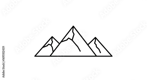 Minimalist mountain range illustration with simple line drawing of mountain peaks and ridges