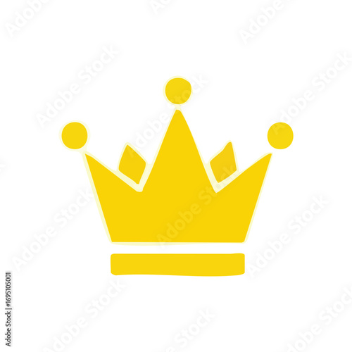 Regal Yellow Crown Icon. Vibrant imperial headdress illustration on a black backdrop. Represents leadership, achievement, and prestige. Ideal for victorious themes.