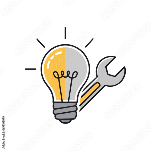 Problem Solving and Idea Development. This clear illustration depicts finding answers and refining concepts. It conveys resourceful thought, practical execution, and vital tuning.