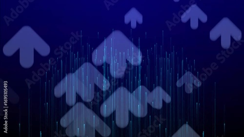 Digital audio equalizer with blue wave and glowing light on a snowy winter landscape