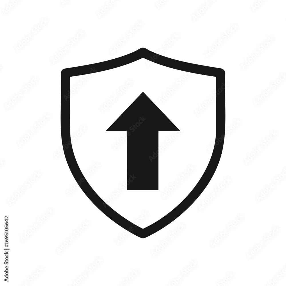 Secure Upload Icon. This emblem signifies safeguarded data transmission and improved system functionality. Perfect for cybersecurity or software updates.