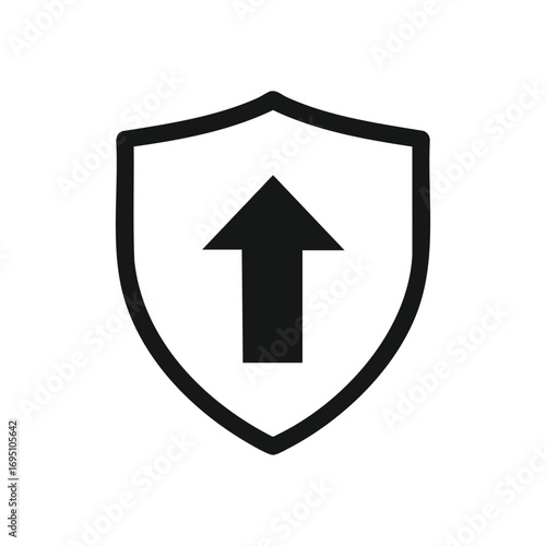 Secure Upload Icon. This emblem signifies safeguarded data transmission and improved system functionality. Perfect for cybersecurity or software updates.