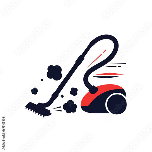 Modern Vacuum Cleaner Icon. Vibrant graphic depicting a contemporary floor care device in action. Represents quick domestic tidiness, power, and immaculate homes.