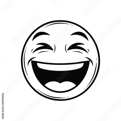 Joyful Laughing Emoticon. This playful graphic depicts a cheerful emoji overwhelmed with mirth, expressing extreme delight and humor.