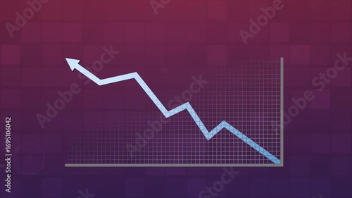 Stock market graph with red background showing business growth and financial progress arrow