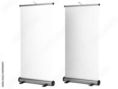 Wallpaper Mural Set of Two Portable Roll-Up Display Banners with Retractable Stands, Clean Design, Transparent PNG Torontodigital.ca