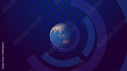 Blue earth globe with digital world map and space background illustration for global business and technology concept