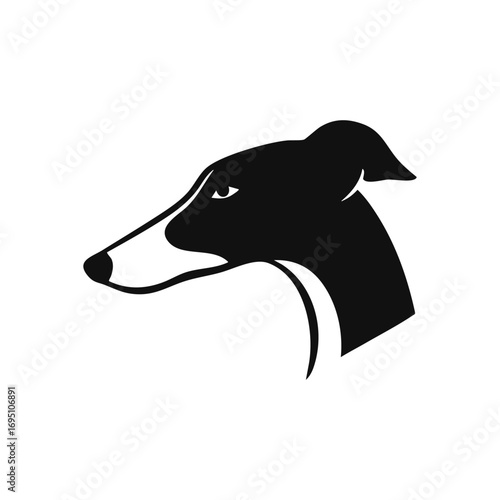 Sleek Greyhound Dog Head Profile. A graceful canine illustration highlighting the essence of speed and elegance. This minimalist design symbolizes loyalty, agility, and refined beauty.