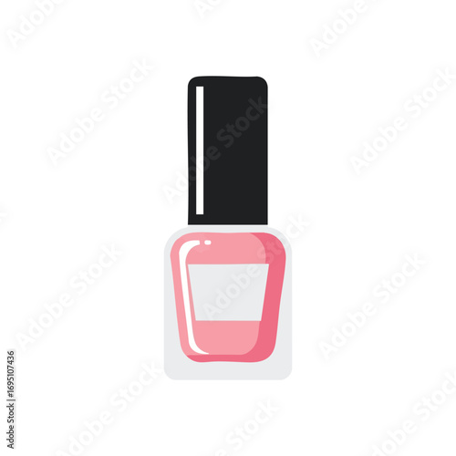 Pink Nail Polish Bottle Cosmetic. A charming lacquer for manicure and pedicure. This vibrant product enhances personal style, promoting selfcare and glamour.