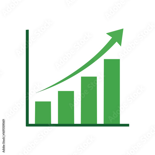 Financial Progress Bar Chart. Visual depiction of market expansion and significant achievement. This graphic conveys a positive trend, indicating increasing metrics and future success.