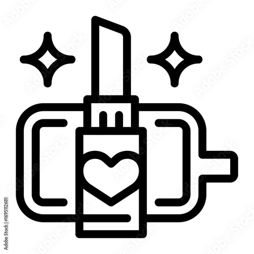 Cosmetic Lipstick Icon Outline Style