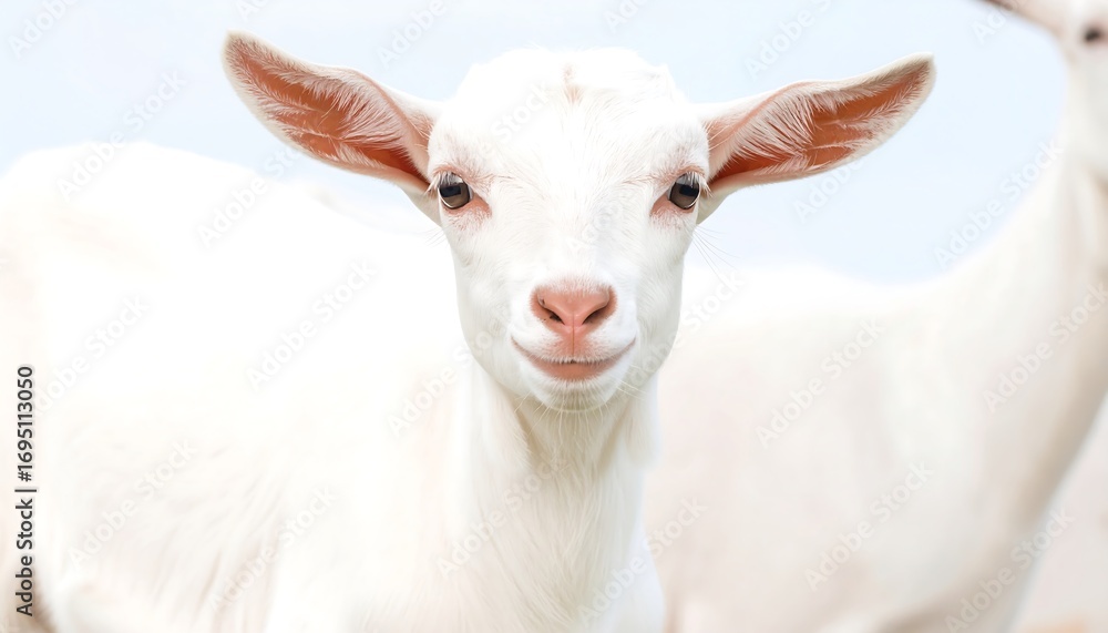 Fototapeta premium Cute white baby goat