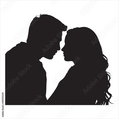 Together in Shadows Love's Silent Bond  Silhouette, black color  vector   
