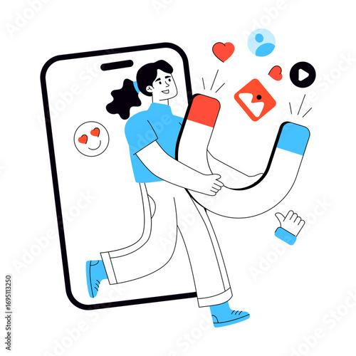 Modern design illustration of social media attraction